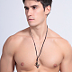 Adjustable Men's Zinc Alloy Pendant and Leather Cord Lariat Necklaces US-NJEW-BB15998-8