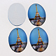European Style Printed Glass Oval Cabochons US-GGLA-N003-18x25-F-3