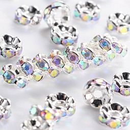 Brass Rhinestone Spacer Beads US-RB-A014-L6mm-28S-NF