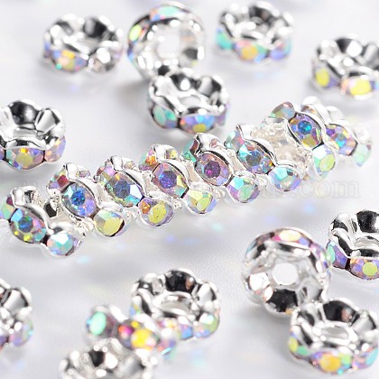 Brass Rhinestone Spacer Beads US-RB-A014-L6mm-28S-NF-1