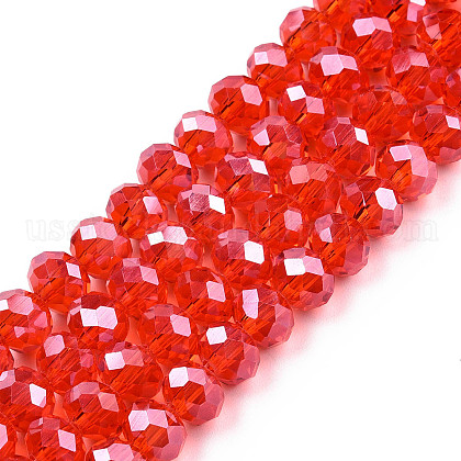 Electroplate Glass Beads Strands US-EGLA-A034-T8mm-A27-1