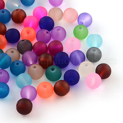 Transparent Frosted Glass Beads US-FGLA-R001-6mm-M-1