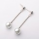 Stylish Wedding Jewelry Glass Pearl Ball Dangle Stud Earrings US-EJEW-PJE750-2