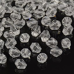 Faceted Bicone Transparent Acrylic Beads US-DBB6mm01