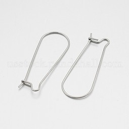 304 Stainless Steel Hoop Earrings Findings Kidney Ear Wires US-STAS-N060-01