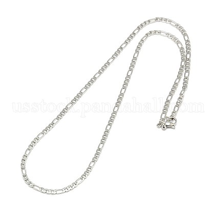 Smooth Surface 304 Stainless Steel Figaro Chain Necklace Making US-STAS-A028-N022P-1