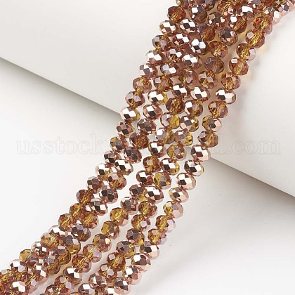 Electroplate Transparent Glass Beads Strands US-EGLA-A034-T10mm-N07-1