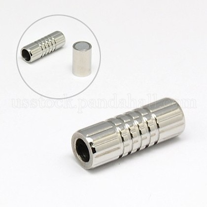 304 Stainless Steel Magnetic Clasps with Glue-in Ends US-STAS-K006-6mm-33C-1