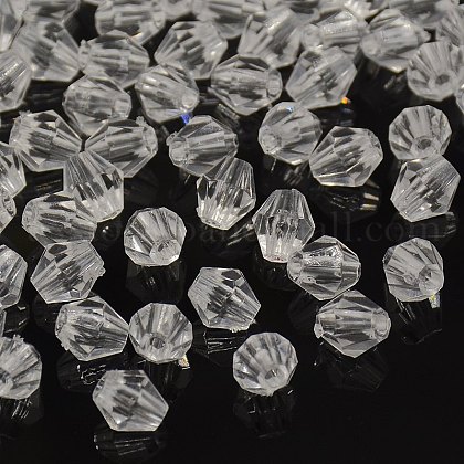 Faceted Bicone Transparent Acrylic Beads US-DBB6mm01-1