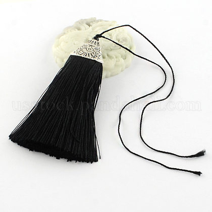 Polyester Tassel Pendant Decorations with Antique Silver CCB Plastic Findings US-AJEW-R054-01-1