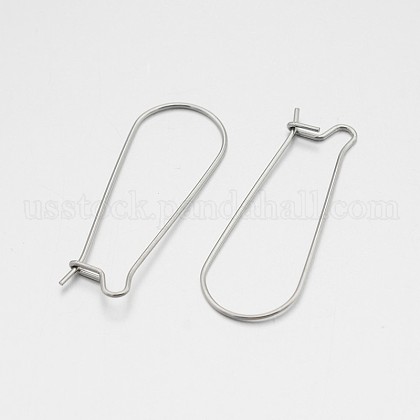 304 Stainless Steel Hoop Earrings Findings Kidney Ear Wires US-STAS-N060-01-1