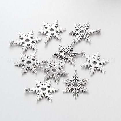 Christmas Snowflake Tibetan Style Alloy Pendants US-X-A0353Y-1