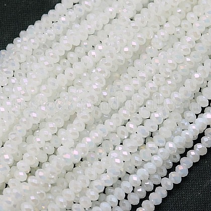 Electroplate Imitation Jade Glass Rondelle Beads Strands US-EGLA-F050B-03AB-1