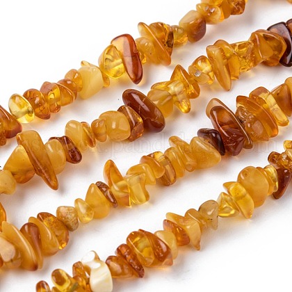 Natural Amber Chip Beads Strands US-G-E271-81-1