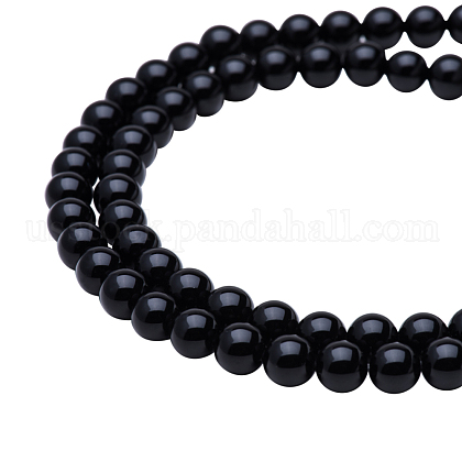 Natural Black Agate Round Beads Strands US-G-PH0011-6mm-1