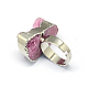 Plated Natural Druzy Agate Rings with Brass Findings US-RJEW-R124-01-3