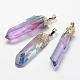 Electroplate Natural Quartz Crystal Pointed Pendants US-G-F463-01S-2