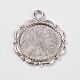 Flower Alloy Pendant Cabochon Settings and Half Round/Dome Clear Glass Cabochons US-DIY-X0221-AS-FF-4