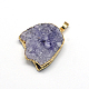 Plated  Natural  Druzy Agate Pendants US-G-R275-03-2
