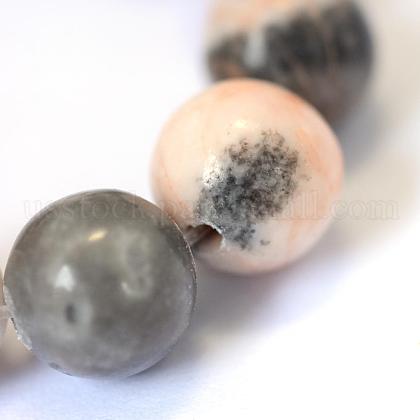 Natural Pink Zebra Jasper Round Bead Strands&nbsp;US-G-E334-8mm-11-7