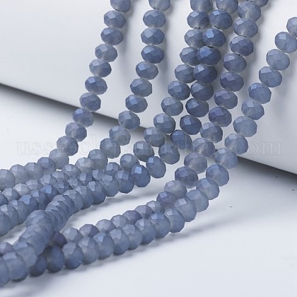Electroplate Transparent Glass Beads Strands US-EGLA-A034-T8mm-X04-1
