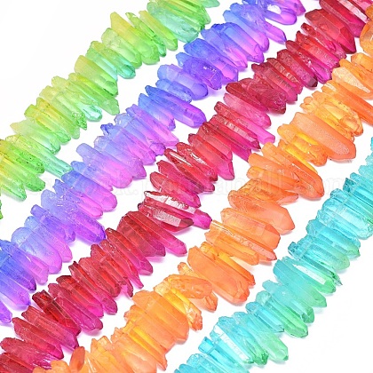 Natural Dyed Quartz Pointed Beads Strands US-G-G791-12-1