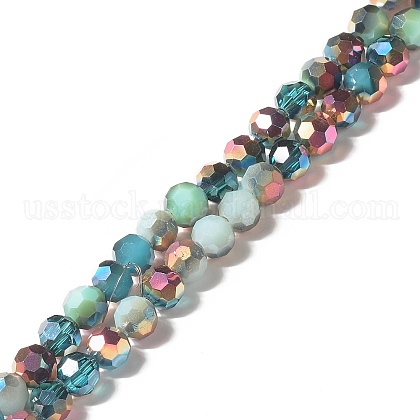 Transparent Electroplated Glass Beads Strands US-GLAA-G097-04C-1