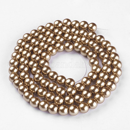 Round Glass Pearl Beads Strands US-JPS8MMY-125-1