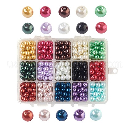 15 Color Glass Pearl Beads US-HY-X0008-8mm-1
