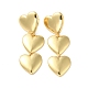 Long-Lasting Plated Brass Triple Heart Long Dangle Stud Earrings for Women US-EJEW-K093-28G-1