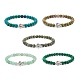 Gemstone Round & Alloy Sea Turtle Beaded Stretch Bracelet for Women US-BJEW-JB08579-1