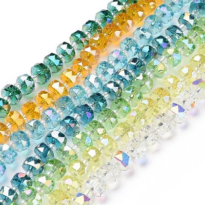 Electroplate Transparent Glass Beads Strands US-EGLA-H101-03-1