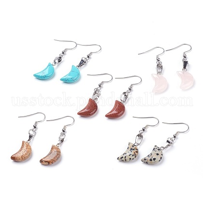 Natural & Synthetic Mixed Gemstone Dangle Earrings US-EJEW-JE02729-1