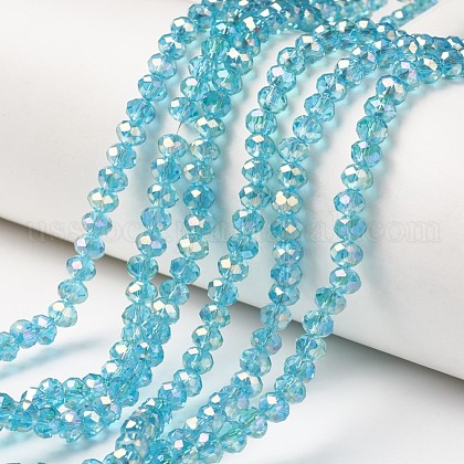 Electroplate Transparent Glass Beads Strands US-EGLA-A034-T6mm-T09-1