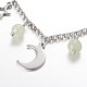 Moon & Star Stainless Steel Gemstone Charm Bracelets US-BJEW-JB01935-3