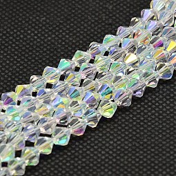 Imitate Austrian Crystal Electroplate Bicone Glass Bead Strands US-GLAA-F029-5x5mm-A01