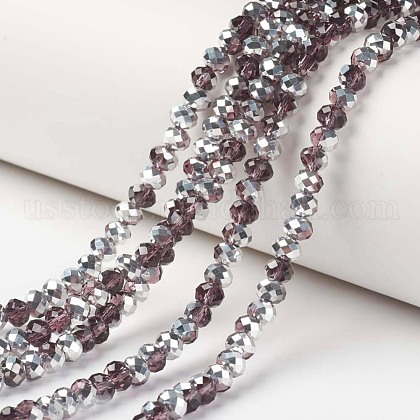 Electroplate Transparent Glass Beads Strands US-EGLA-A034-T10mm-M14-1