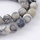 Round Frosted Natural Black Silk Stone/Netstone Bead Strands US-G-M248-8mm-03-2