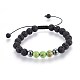 Natural Lava Rock and Non-Magnetic Synthetic Hematite Beads Braided Bead Bracelets US-BJEW-JB03975-2