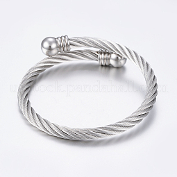 304 Stainless Steel Torque Bangles US-BJEW-G584-38P