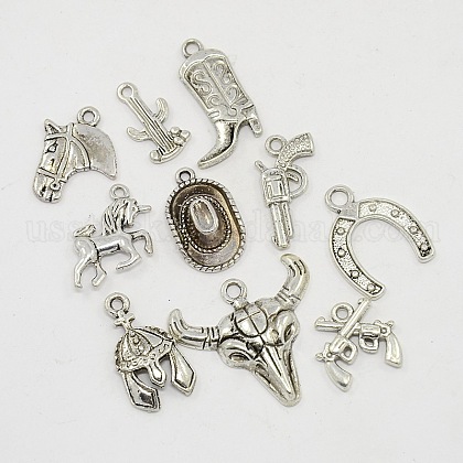 Western Charms Antique Silver Alloy Pendants US-TIBEP-X0045-AS-1