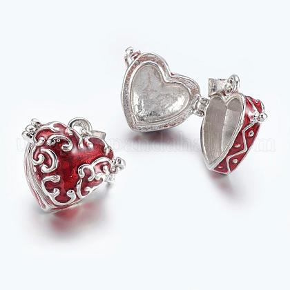 Red Heart Brass Prayer Wish Craft Photo Frame Locket Box Necklace Pendants US-X-KK-24X21-1