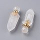 Faceted Natural Quartz Crystal Openable Perfume Bottle Pointed Pendants US-G-P435-D-03G-4