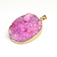 Plated  Natural  Druzy Agate Oval Pendants US-G-R275-10-2