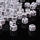 Mixed Letters White Letter Acrylic Cube Beads US-X-PL37C9308-5