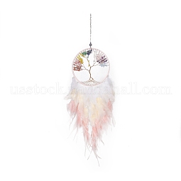 Iron Woven Web/Net with Feather Pendant Decorations US-AJEW-B017-24