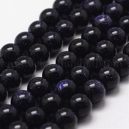 Blue Goldstone Beads Strands US-G-D840-81-10mm-1