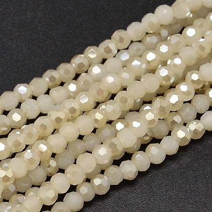 Faceted(32 Facets) Round Half Rainbow Plated Imitation Jade Electroplate Glass Beads Strands US-EGLA-J130-HR04-1