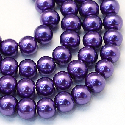 Baking Painted Pearlized Glass Pearl Round Bead Strands US-HY-Q330-8mm-76-1