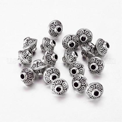 Tibetan Style Antique Silver Tone Bicone Alloy Spacer Beads US-X-LF1152Y-NF-1